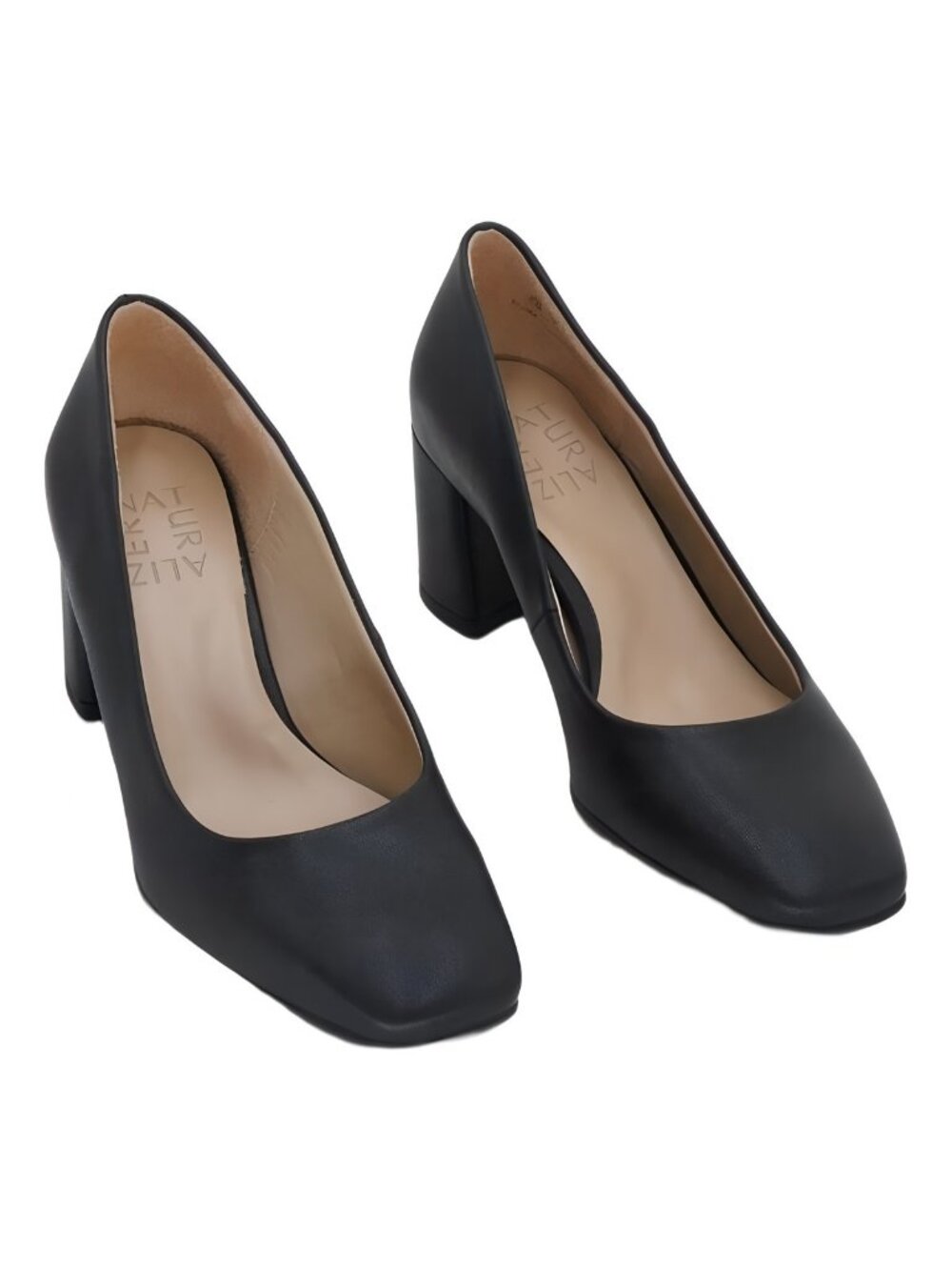 Naturalizer Warner Square Toe Block Heel Pump Black Size US 5M EU 35